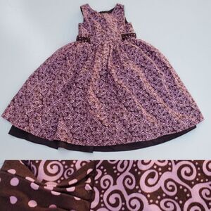 6 JENNY & ME tulle pink chocolate brown sleeveless tie waist girls dress